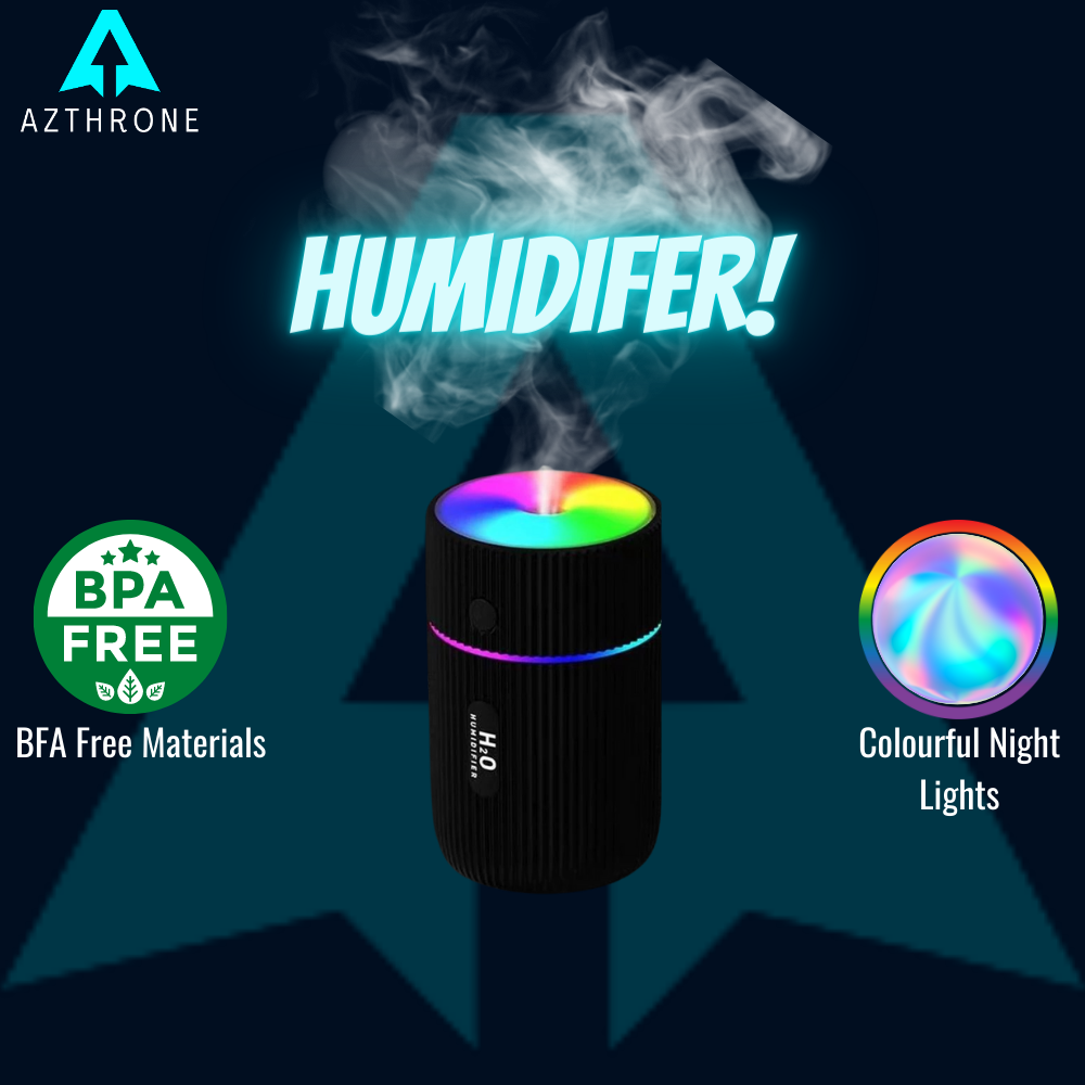 AZTHRONE 220ML Cup Humidifier Mini Portable Car Home Humidifier USB Fine Spray Adjustable Timing Humidifiers Humid Essential Oil Diffuser Aromatherapy Cup Humidifiers With Colorful Atmosphere Lights