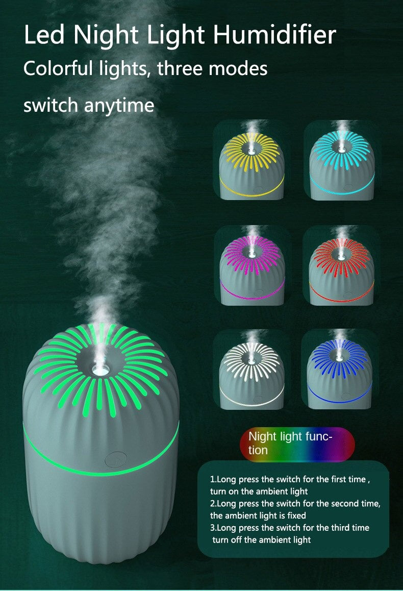 AZTHRONE 300Ml Electric Air Humidifier Aroma Oil Diffuser Purifier Silent Mini USB Car Air Freshener Cool Mist Sprayer Colorful Cup Humidifier USB Household Desktop Colorful Lamp Humidifier Car Home Aromatherapy Humidifier