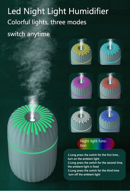 AZTHRONE 300Ml Electric Air Humidifier Aroma Oil Diffuser Purifier Silent Mini USB Car Air Freshener Cool Mist Sprayer Colorful Cup Humidifier USB Household Desktop Colorful Lamp Humidifier Car Home Aromatherapy Humidifier