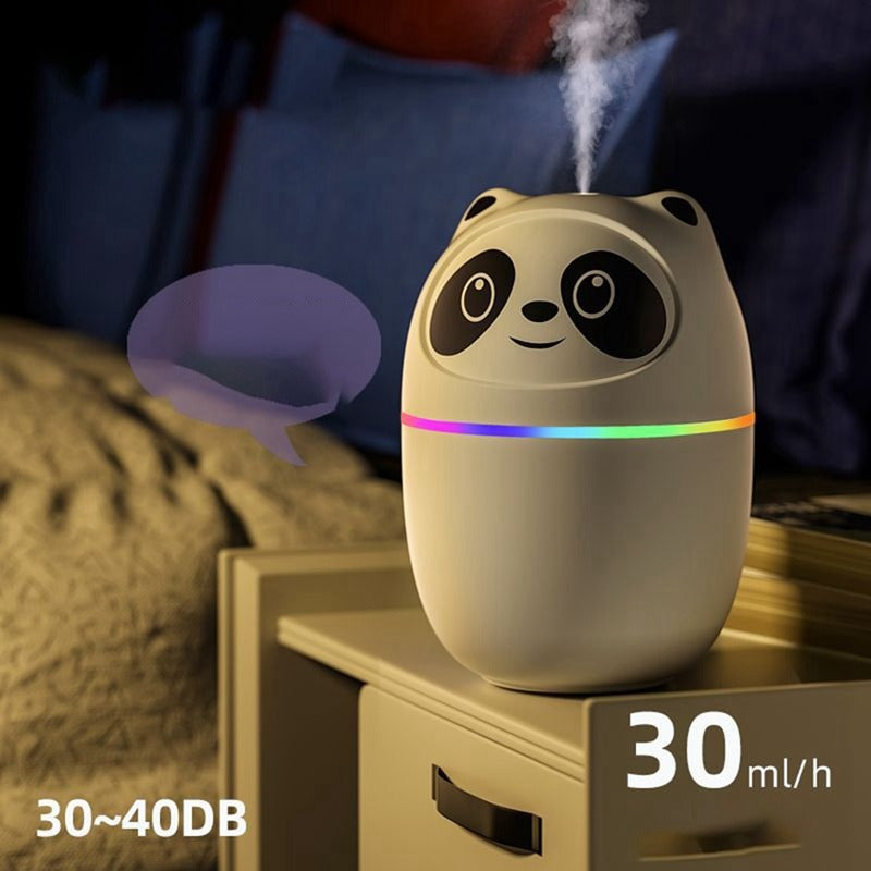 AZTHRONE Pandas Air Humidifier Cute 220Ml Aroma Essential Oil Diffuser USB Fogger Mist Maker With Colorful Night Light