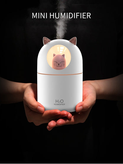 AZTHRONE 300ML Air Humidifier Cute Cat Aroma Diffuser With Night Light USB Cold Mist Maker For Home Car Air Purifier Freshener Humidifier
