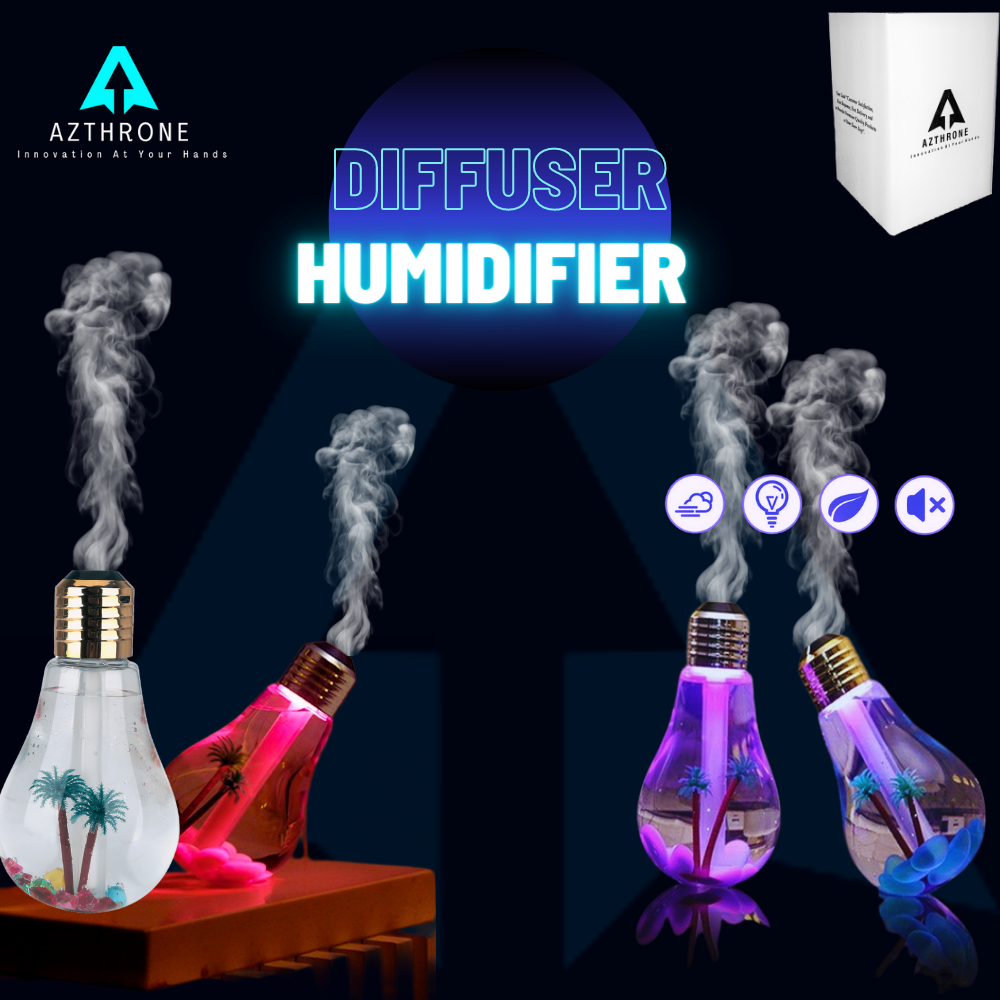AZTHRONE USB Portable Desktop Bulb Air Humidifier, Ultrasonic Humidifier with On/Off 7 Color Changing LED Night Lights, 400ml USB Portable Mist Air Humidifier For Home, Office, Bedroom, Baby Room