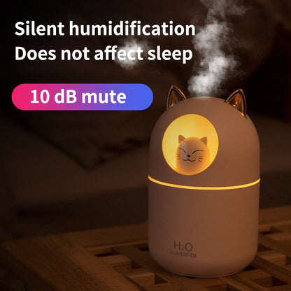AZTHRONE 300ML Air Humidifier Cute Cat Aroma Diffuser With Night Light USB Cold Mist Maker For Home Car Air Purifier Freshener Humidifier