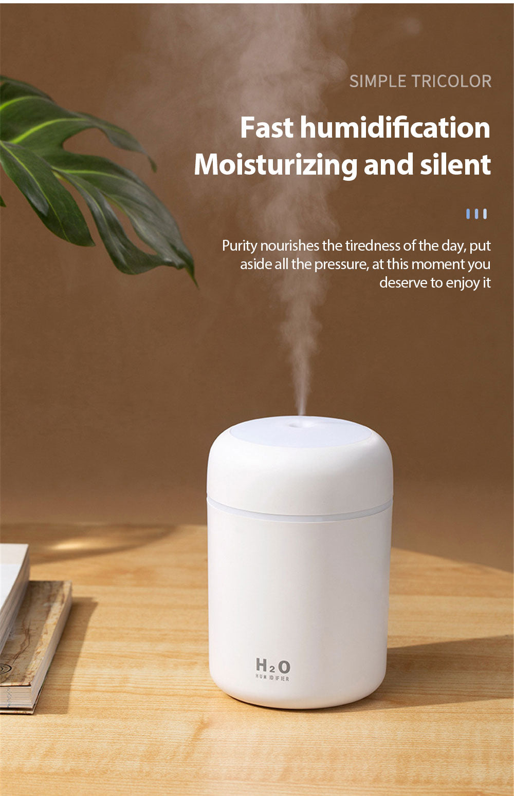 AZTHRONE 300ml Electric Air Humidifier Aroma Oil Diffuser Car Home Air Humidifer USB Cool Mist Sprayer with Colorful Night Light for Home Car