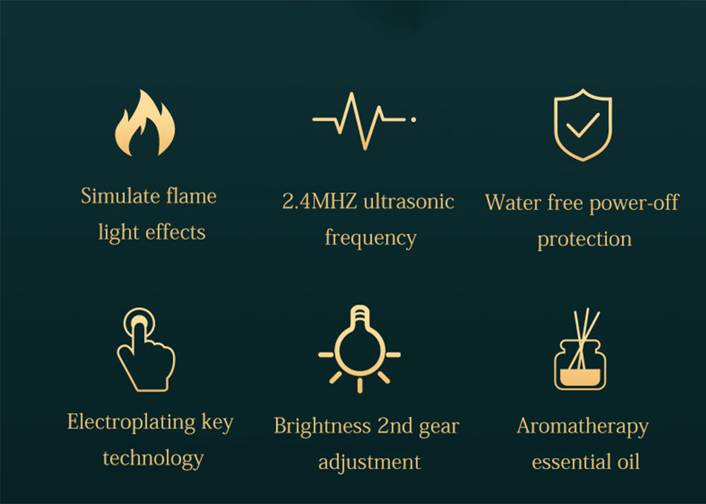 AZTHRONE New Simulation 3D Flame 7 Color Home Ultrasonic Cool Mist Aromatherapy Scent Diffuser Machine Flame Aroma Diffuser Humidifier