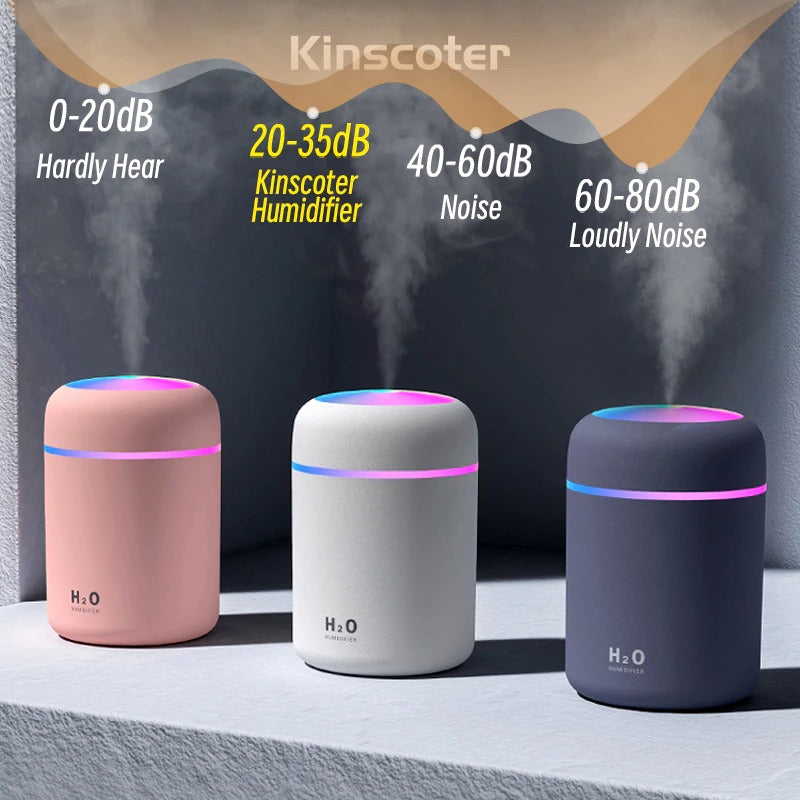 AZTHRONE 300ml Electric Air Humidifier Aroma Oil Diffuser Car Home Air Humidifer USB Cool Mist Sprayer with Colorful Night Light for Home Car