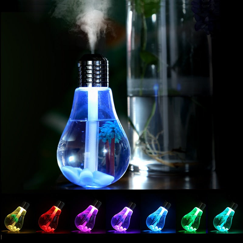 AZTHRONE USB Portable Desktop Bulb Air Humidifier, Ultrasonic Humidifier with On/Off 7 Color Changing LED Night Lights, 400ml USB Portable Mist Air Humidifier For Home, Office, Bedroom, Baby Room