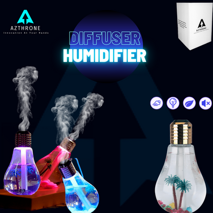 AZTHRONE USB Portable Desktop Bulb Air Humidifier, Ultrasonic Humidifier with On/Off 7 Color Changing LED Night Lights, 400ml USB Portable Mist Air Humidifier For Home, Office, Bedroom, Baby Room