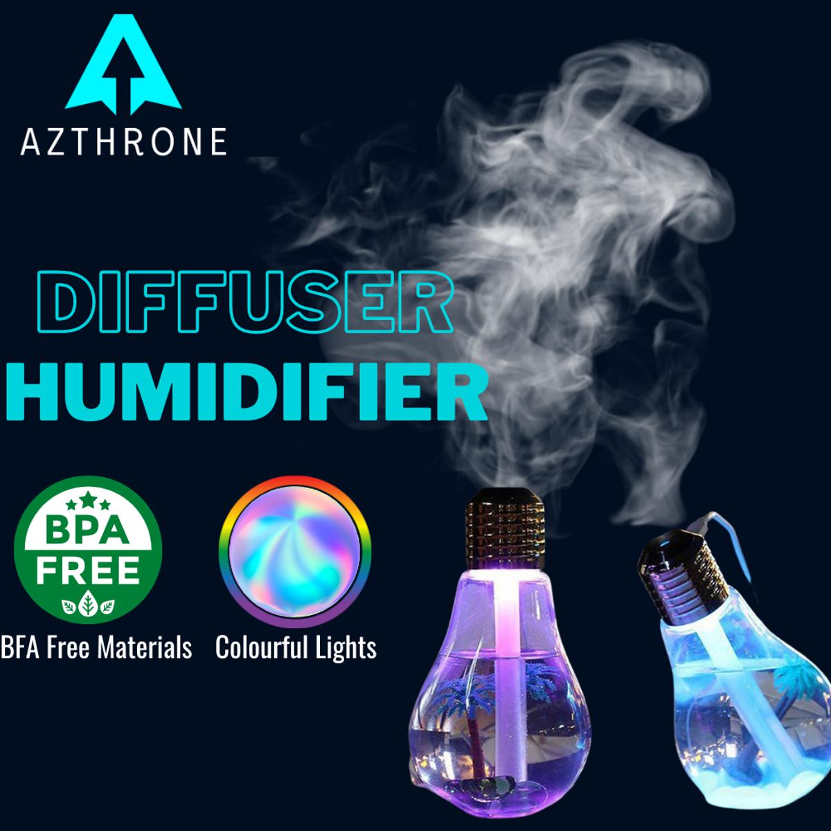 AZTHRONE USB Portable Desktop Bulb Air Humidifier, Ultrasonic Humidifier with On/Off 7 Color Changing LED Night Lights, 400ml USB Portable Mist Air Humidifier For Home, Office, Bedroom, Baby Room