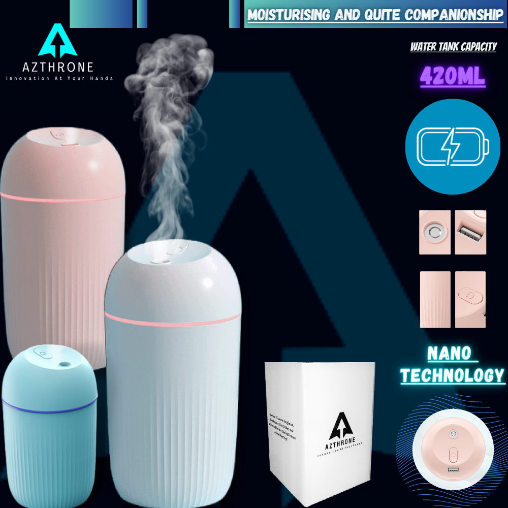 AZTHRONE 420ml Air Aromatherapy Humidifiers Diffusers Essenti Oil Ultrasonic Humificador Mist Maker Home Car Freshener Office Desk Cool Mist Humidifier