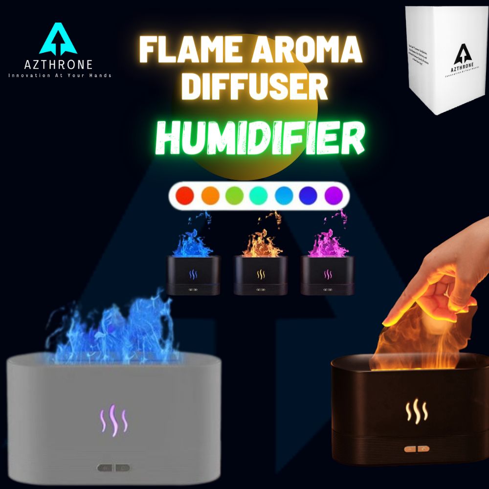 AZTHRONE New Simulation 3D Flame 7 Color Home Ultrasonic Cool Mist Aromatherapy Scent Diffuser Machine Flame Aroma Diffuser Humidifier