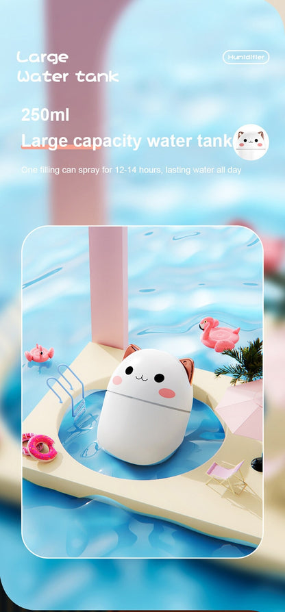 AZTHRONE 250ml Air Humidifier Cute Kawaiil Aroma Diffuser With Night Light Cool Mist For Bedroom Home Car Purifier Humidifier