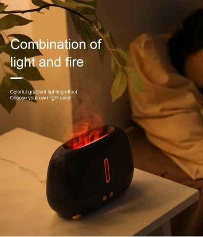 AZTHRONE New Simulation 3D Flame 7 Color Home Ultrasonic Cool Mist Aromatherapy Scent Diffuser Machine Flame Aroma Diffuser Humidifier