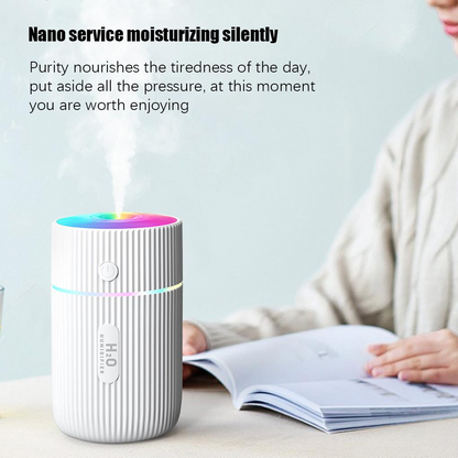 AZTHRONE 220ML Cup Humidifier Mini Portable Car Home Humidifier USB Fine Spray Adjustable Timing Humidifiers Humid Essential Oil Diffuser Aromatherapy Cup Humidifiers With Colorful Atmosphere Lights