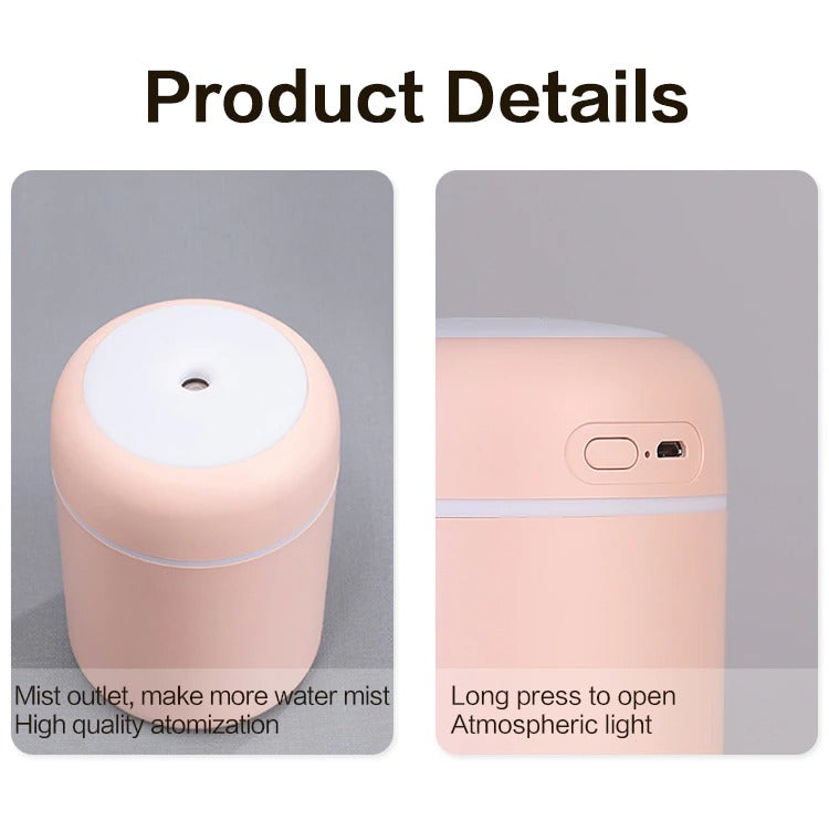AZTHRONE 300ml Electric Air Humidifier Aroma Oil Diffuser Car Home Air Humidifer USB Cool Mist Sprayer with Colorful Night Light for Home Car