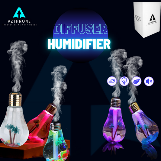 AZTHRONE USB Portable Desktop Bulb Air Humidifier, Ultrasonic Humidifier with On/Off 7 Color Changing LED Night Lights, 400ml USB Portable Mist Air Humidifier For Home, Office, Bedroom, Baby Room