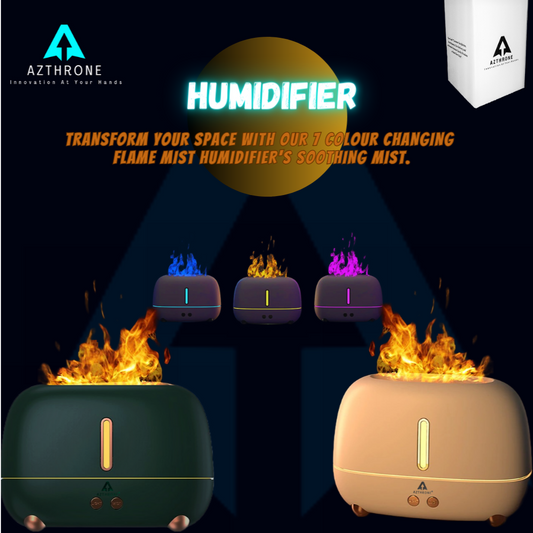 AZTHRONE New Simulation 3D Flame 7 Color Home Ultrasonic Cool Mist Aromatherapy Scent Diffuser Machine Flame Aroma Diffuser Humidifier