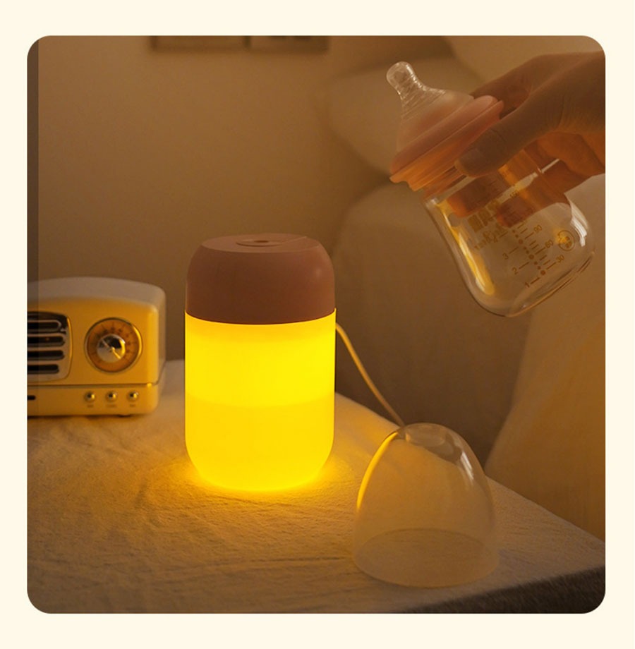 AZTHRONE Air Humidifier Mini Night Light Portable Mist Sprayer USB Electric Air Humidifier 300ML Cool Water Mist Maker with Warm Night Light With 2 Working Modes for Home Office Car Home Humidifier