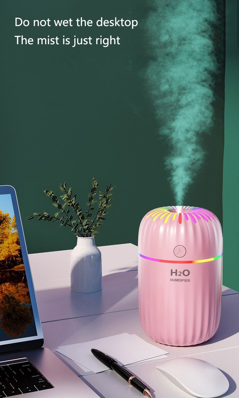AZTHRONE 300Ml Electric Air Humidifier Aroma Oil Diffuser Purifier Silent Mini USB Car Air Freshener Cool Mist Sprayer Colorful Cup Humidifier USB Household Desktop Colorful Lamp Humidifier Car Home Aromatherapy Humidifier