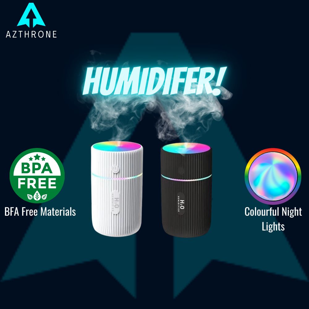 AZTHRONE 220ML Cup Humidifier Mini Portable Car Home Humidifier USB Fine Spray Adjustable Timing Humidifiers Humid Essential Oil Diffuser Aromatherapy Cup Humidifiers With Colorful Atmosphere Lights