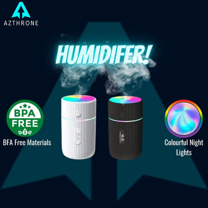 AZTHRONE 220ML Cup Humidifier Mini Portable Car Home Humidifier USB Fine Spray Adjustable Timing Humidifiers Humid Essential Oil Diffuser Aromatherapy Cup Humidifiers With Colorful Atmosphere Lights