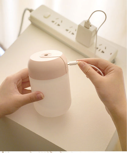 AZTHRONE Air Humidifier Mini Night Light Portable Mist Sprayer USB Electric Air Humidifier 300ML Cool Water Mist Maker with Warm Night Light With 2 Working Modes for Home Office Car Home Humidifier