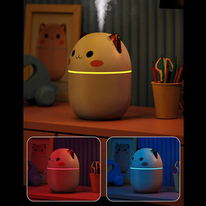 AZTHRONE 250ml Air Humidifier Cute Kawaiil Aroma Diffuser With Night Light Cool Mist For Bedroom Home Car Purifier Humidifier