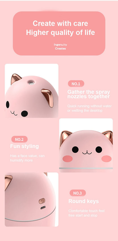 AZTHRONE 250ml Air Humidifier Cute Kawaiil Aroma Diffuser With Night Light Cool Mist For Bedroom Home Car Purifier Humidifier