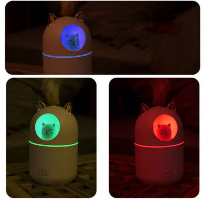 AZTHRONE 300ML Air Humidifier Cute Cat Aroma Diffuser With Night Light USB Cold Mist Maker For Home Car Air Purifier Freshener Humidifier
